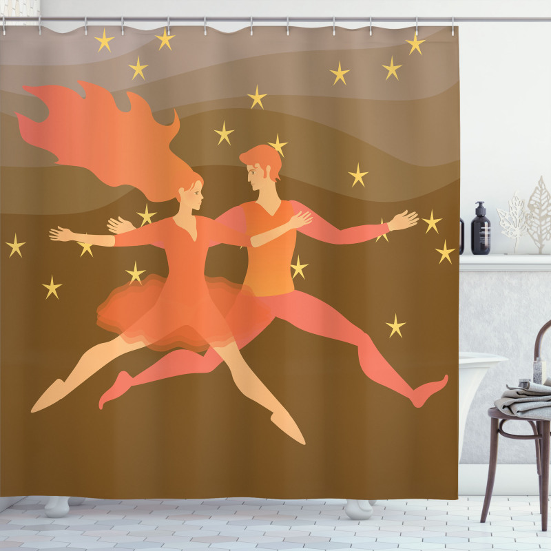Fire Couple in the Space Shower Curtain