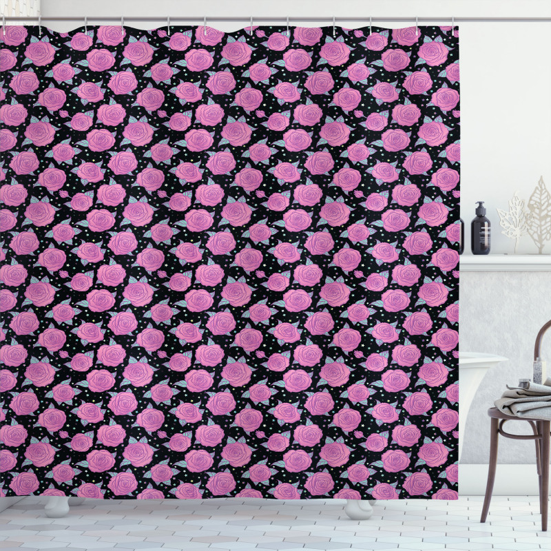 Blooming Flowers Pattern Star Shower Curtain