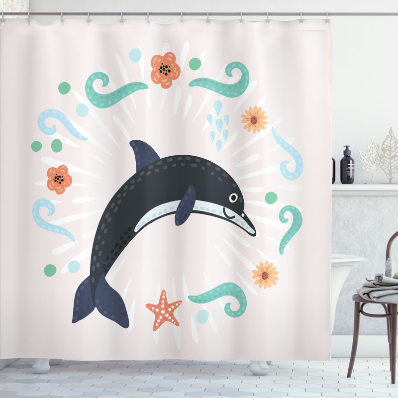 Nautical Ocean Animal Line Shower Curtain