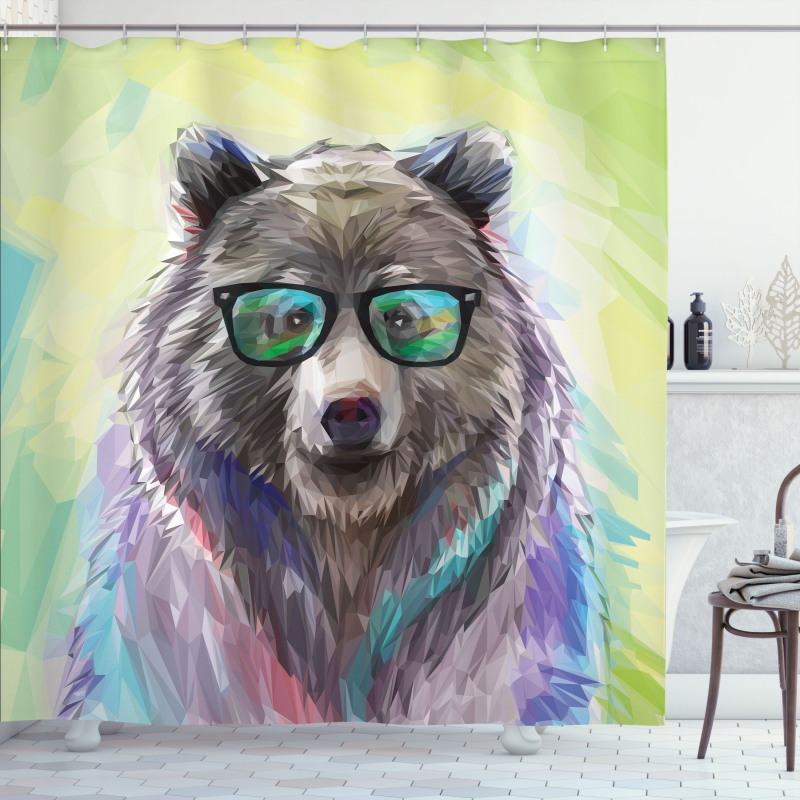 Colored Wild Bear Art Shower Curtain