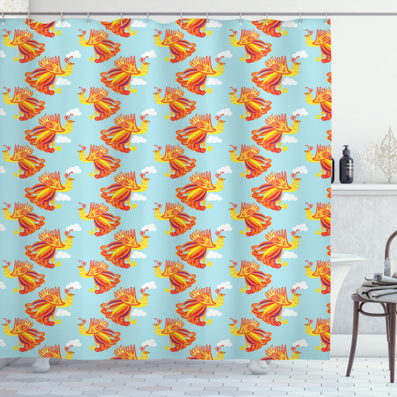 Fire Bird Feathers Shower Curtain