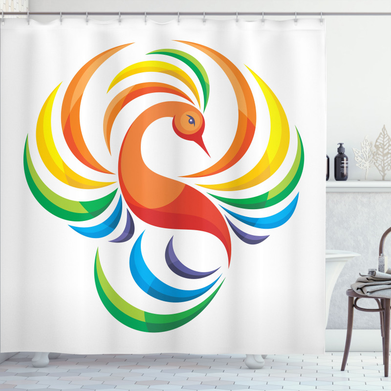 Rainbow Toned Bird Shower Curtain