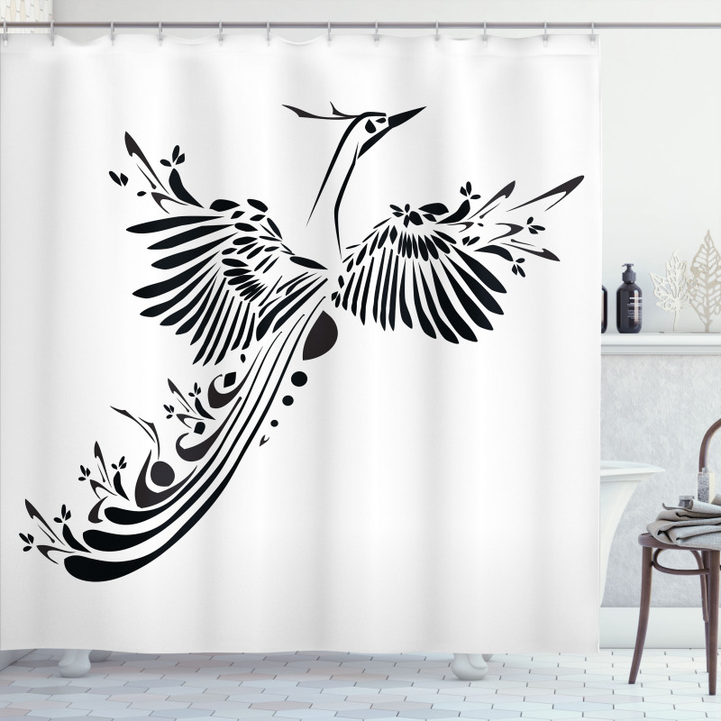 Minimalist Mystic Bird Fly Shower Curtain