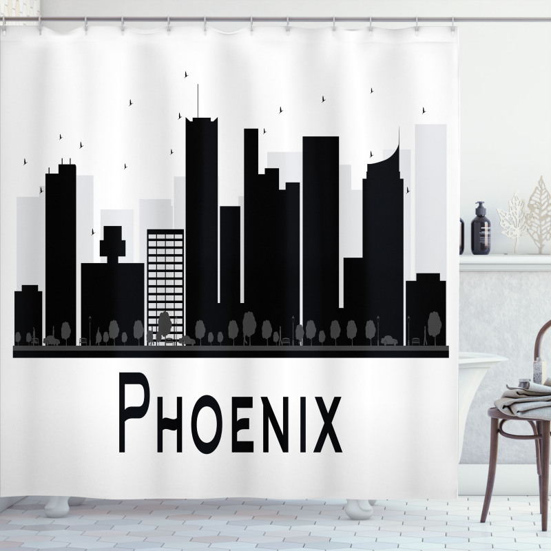 City Silhouette Skyscrapers Shower Curtain