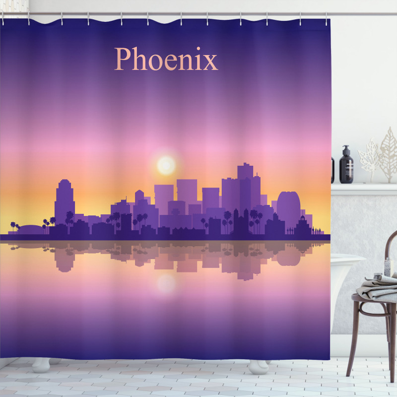 American City Skyline Dawn Shower Curtain