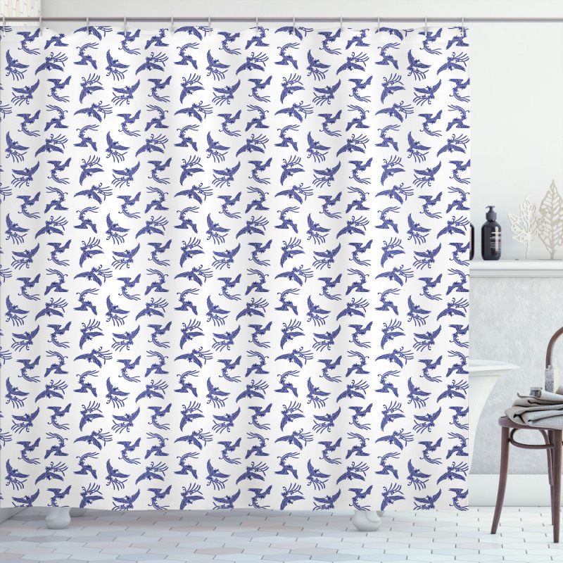 Blue Rebirth Motif Shower Curtain