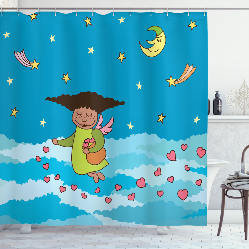 Cartoonish Sky at Night Shower Curtain