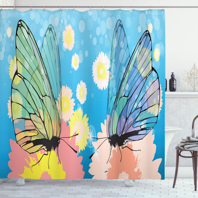 Butterflies on Flowers Shower Curtain