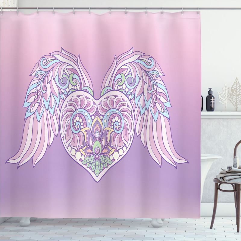 Floral Ornate Heart Shower Curtain