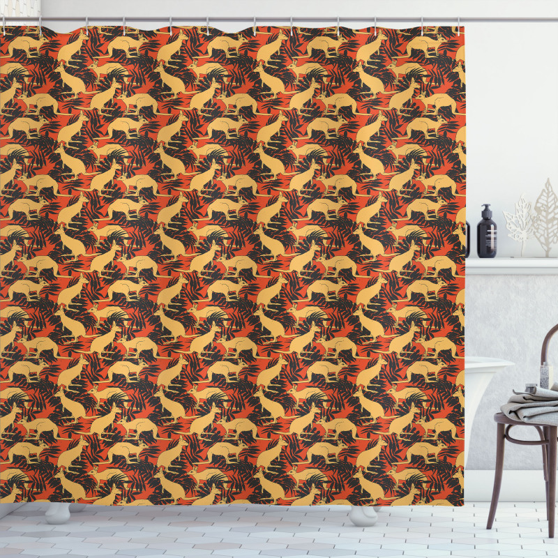 Animals and Palm Leaves Shower Curtain