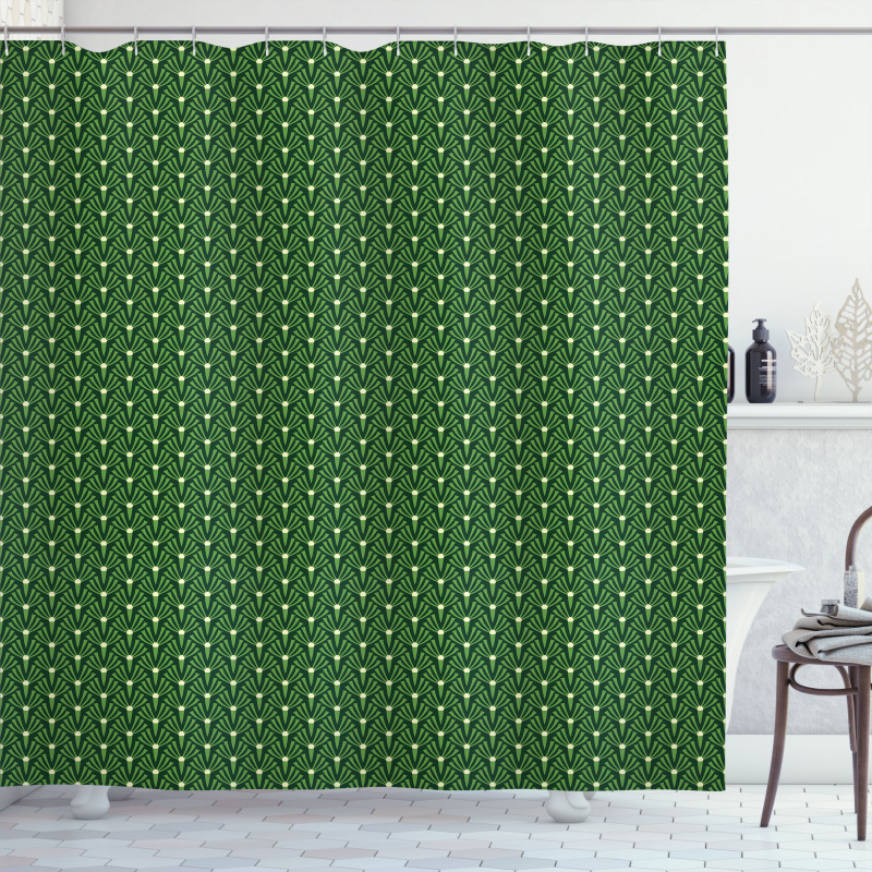 Foliage Pattern with Dots Shower Curtain