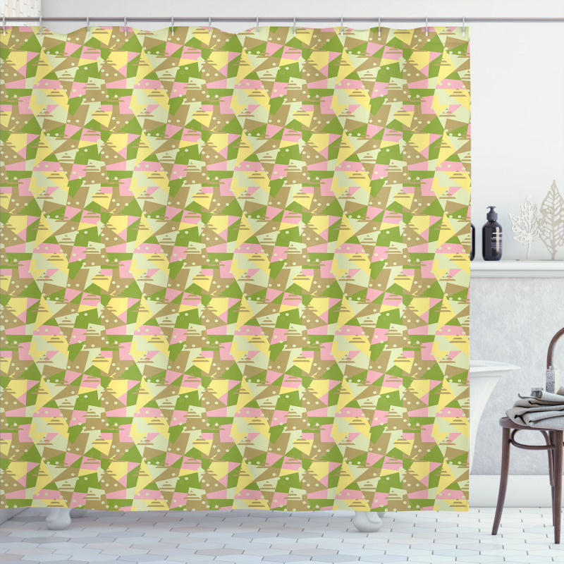 Triangles with Stripes Shower Curtain