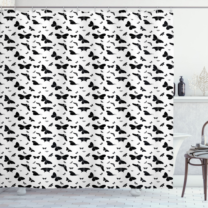 Monochrome Bug Design Shower Curtain