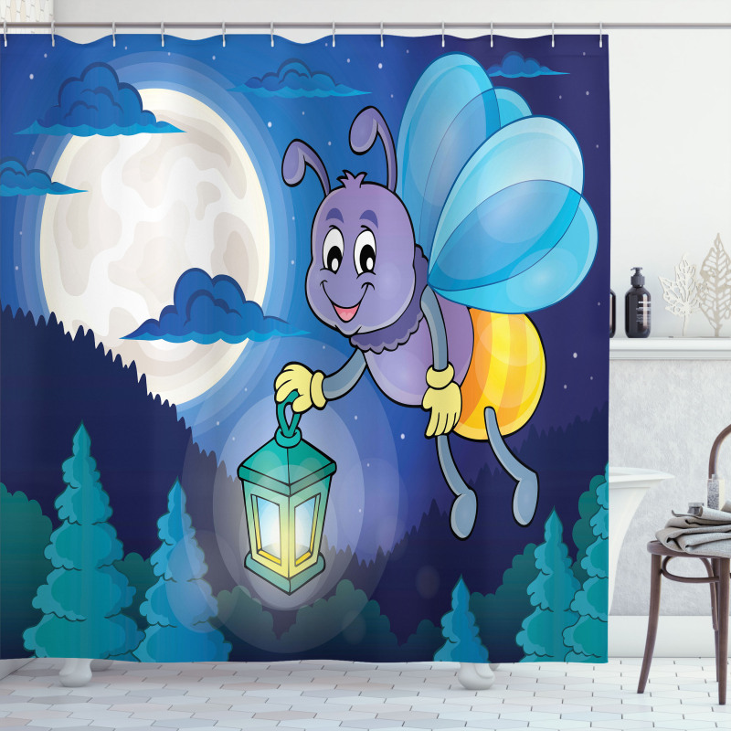 Cartoon Style Insect Shower Curtain