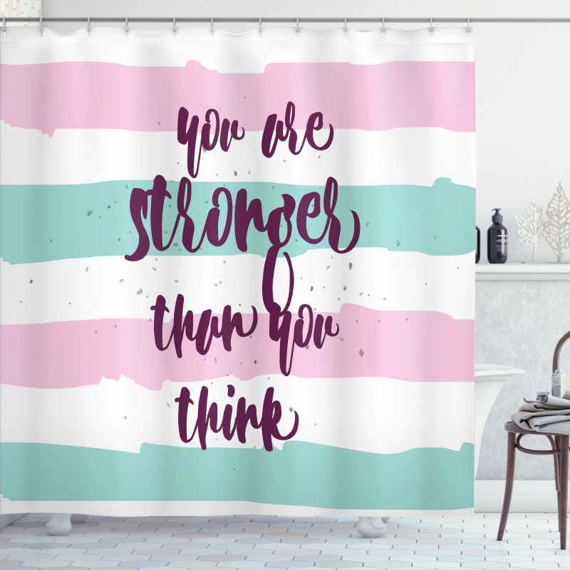 Watercolor Stripes Typography Shower Curtain