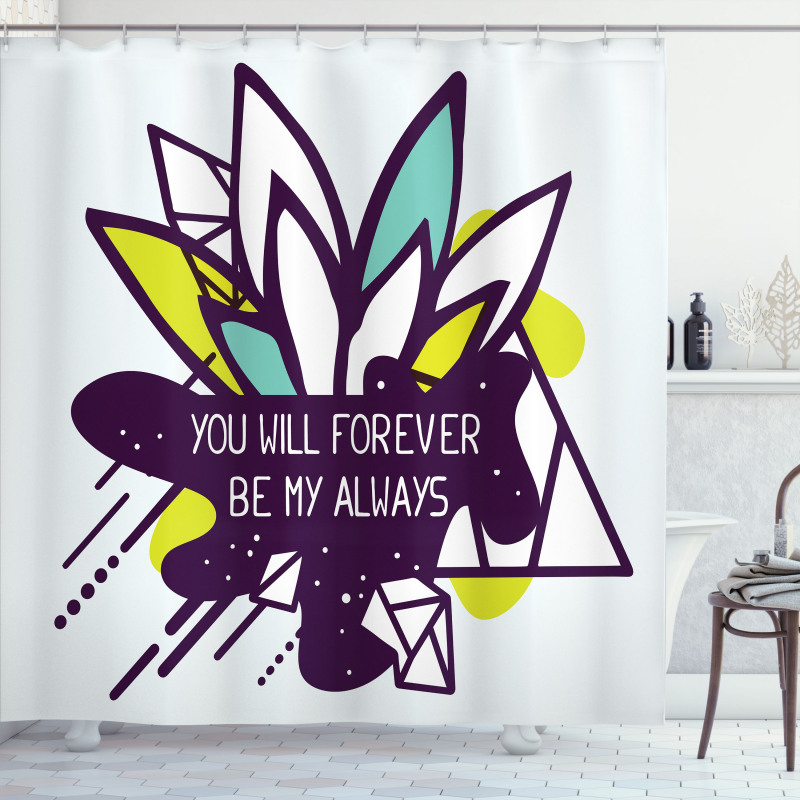 Flower and Love Message Art Shower Curtain