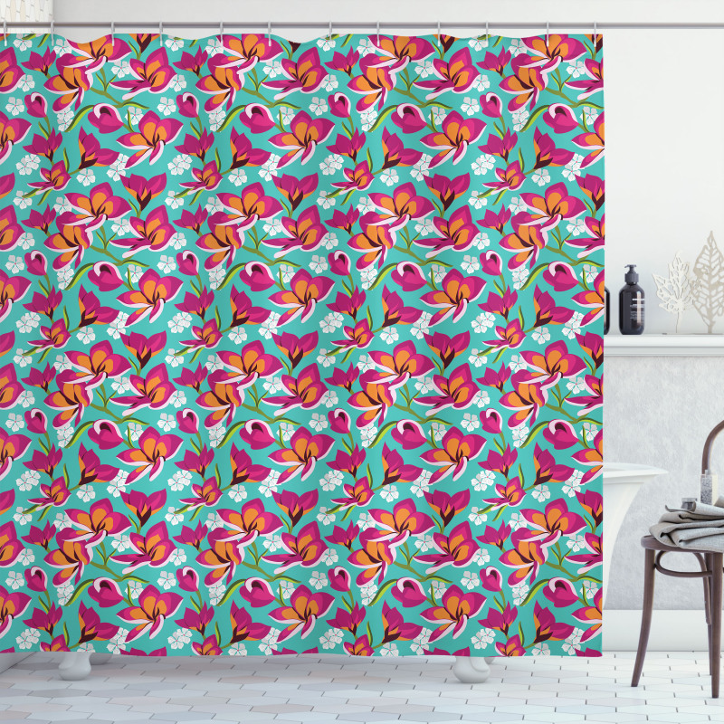 Exotic Floral Repetition Shower Curtain