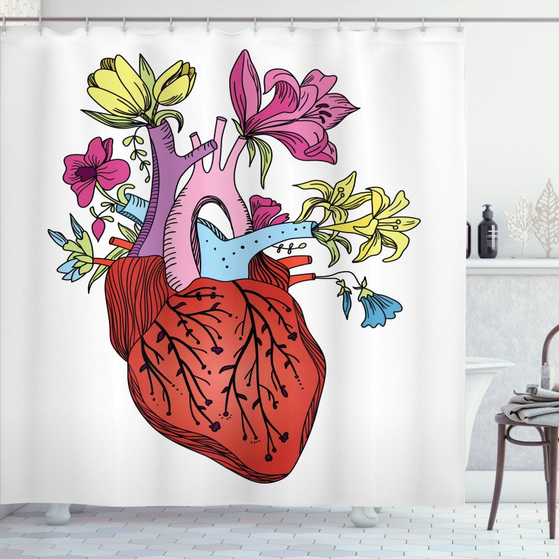 Vivid Flora Human Heart Shower Curtain