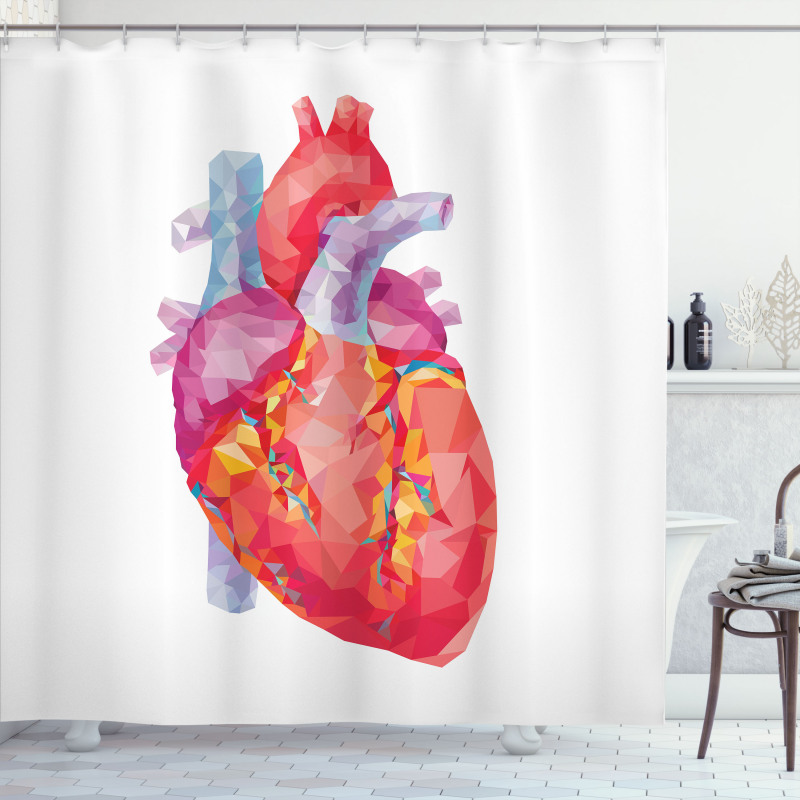 Polygon Art Human Heart Shower Curtain