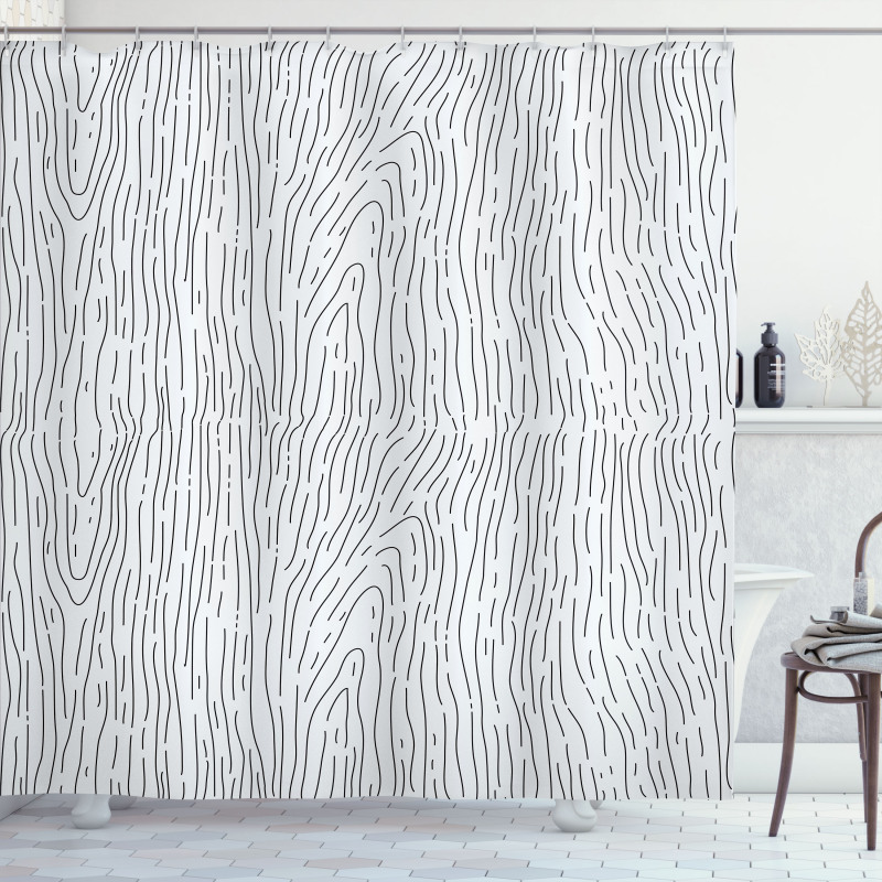 Simple Monochrome Lines Shower Curtain