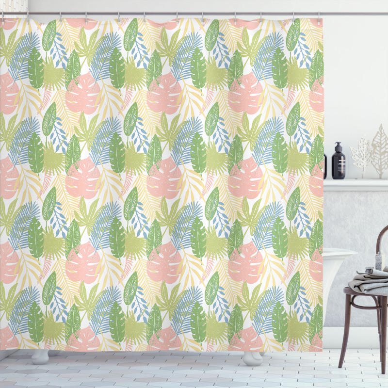 Exotic Pastel Leaves Art Shower Curtain