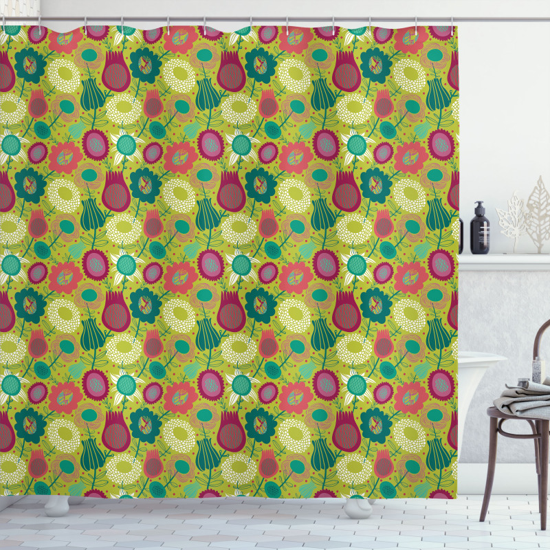 Abstract Vivid Flora Petals Shower Curtain