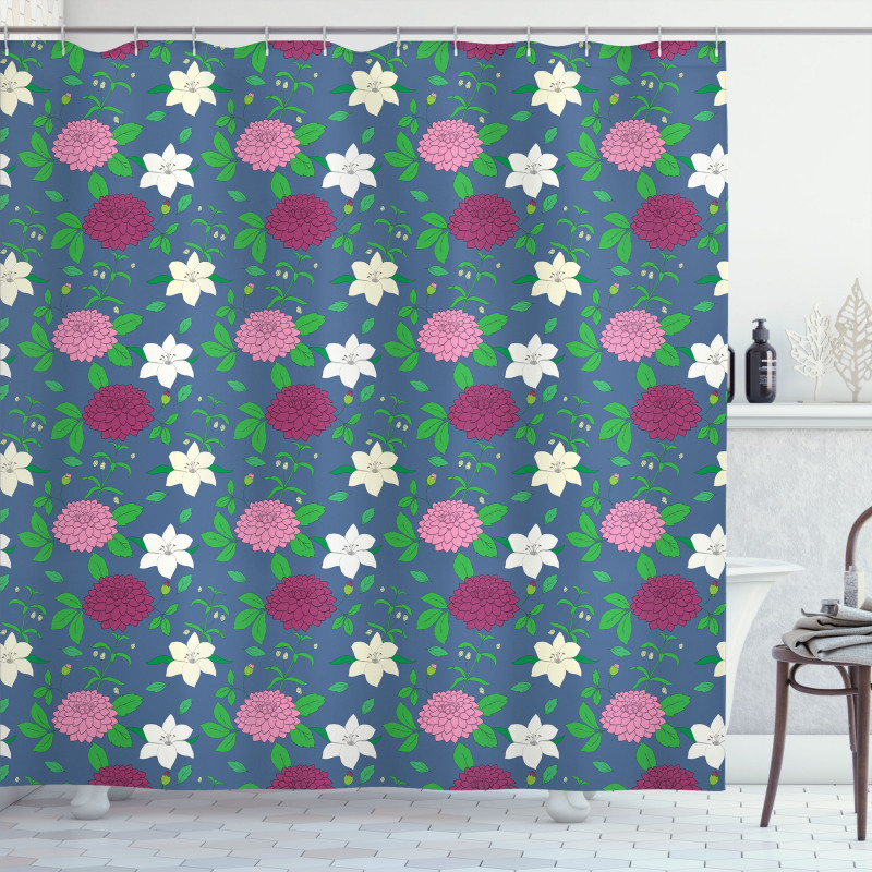 Bloosming Petals and Leaves Shower Curtain