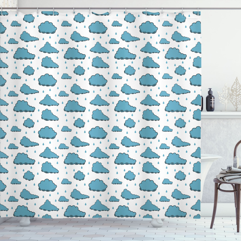 Rain Drops and Clouds Shower Curtain