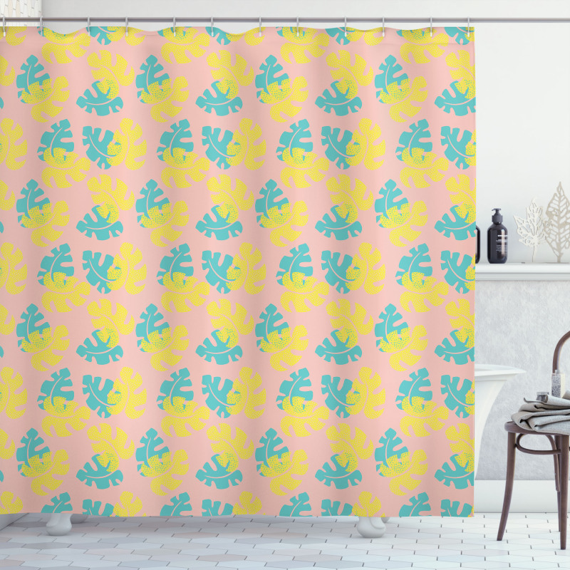 Pastel Monstera Shower Curtain