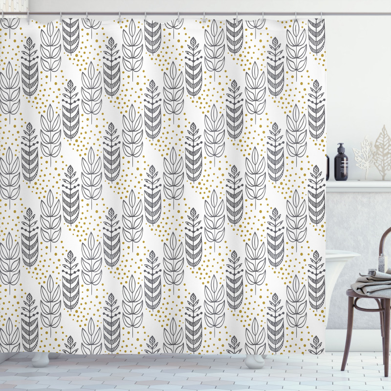 Outline Leaves and Spots Shower Curtain