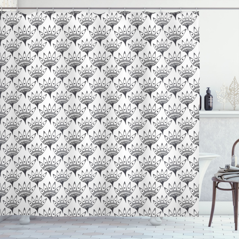 Tiribal Greyscale Pattern Shower Curtain
