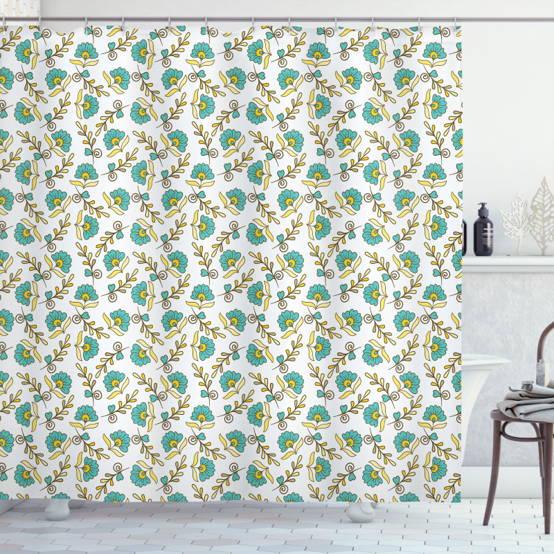 Repeating Floral Art Shower Curtain