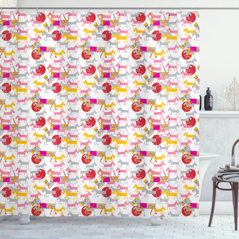 Colorful Surreal Horses Art Shower Curtain