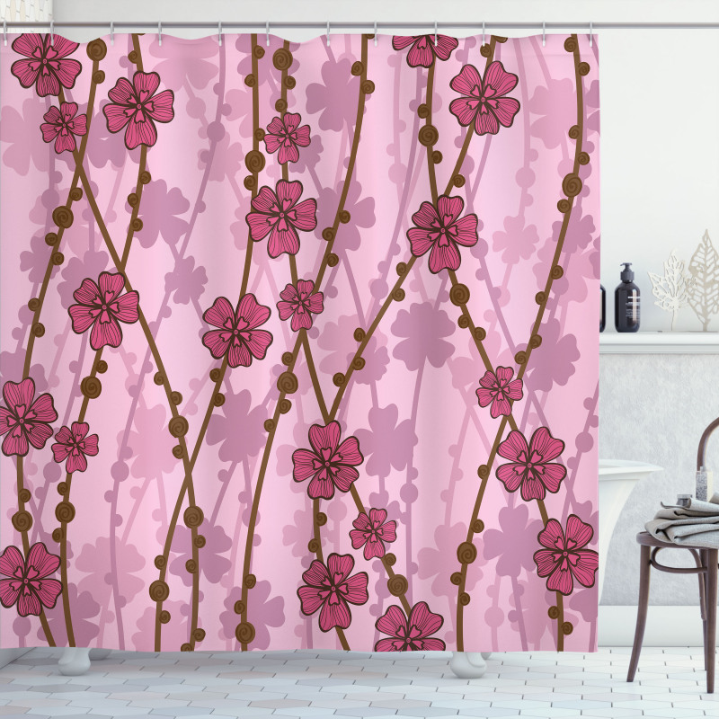 Flora Curly Branches Shower Curtain