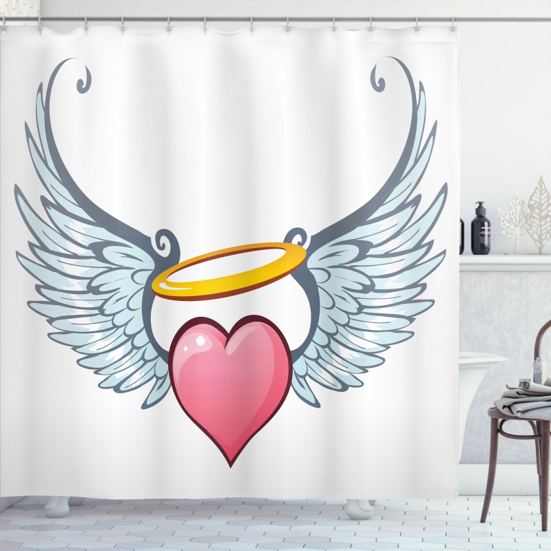 Valentines Day Winged Heart Shower Curtain