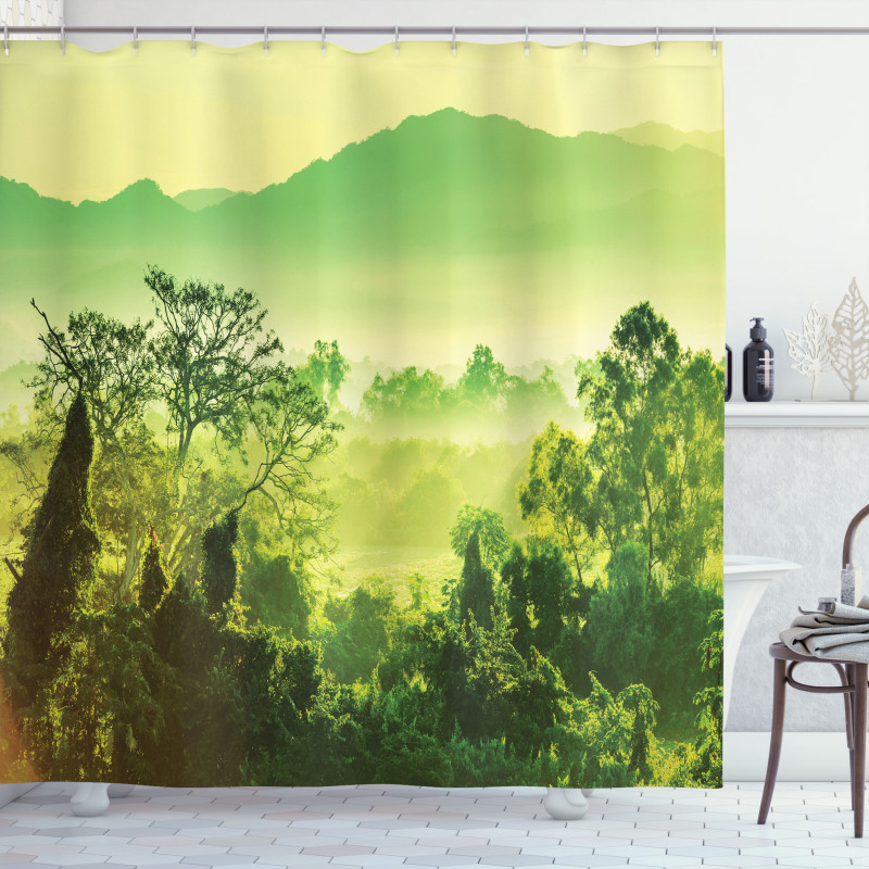 Monochrome Nature Scene Shower Curtain