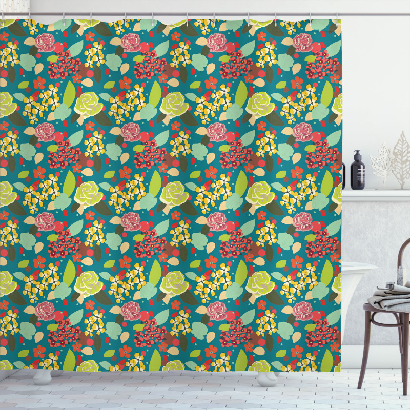 Vibrant Colored Flowers Shower Curtain