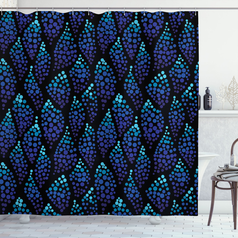Dotted Waves Illustration Shower Curtain