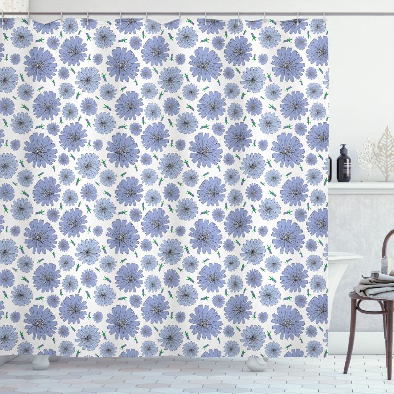 Chicory Flower Pattern Buds Shower Curtain