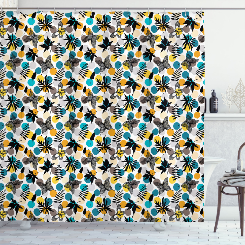 Spring Bugs and Leaves Shower Curtain