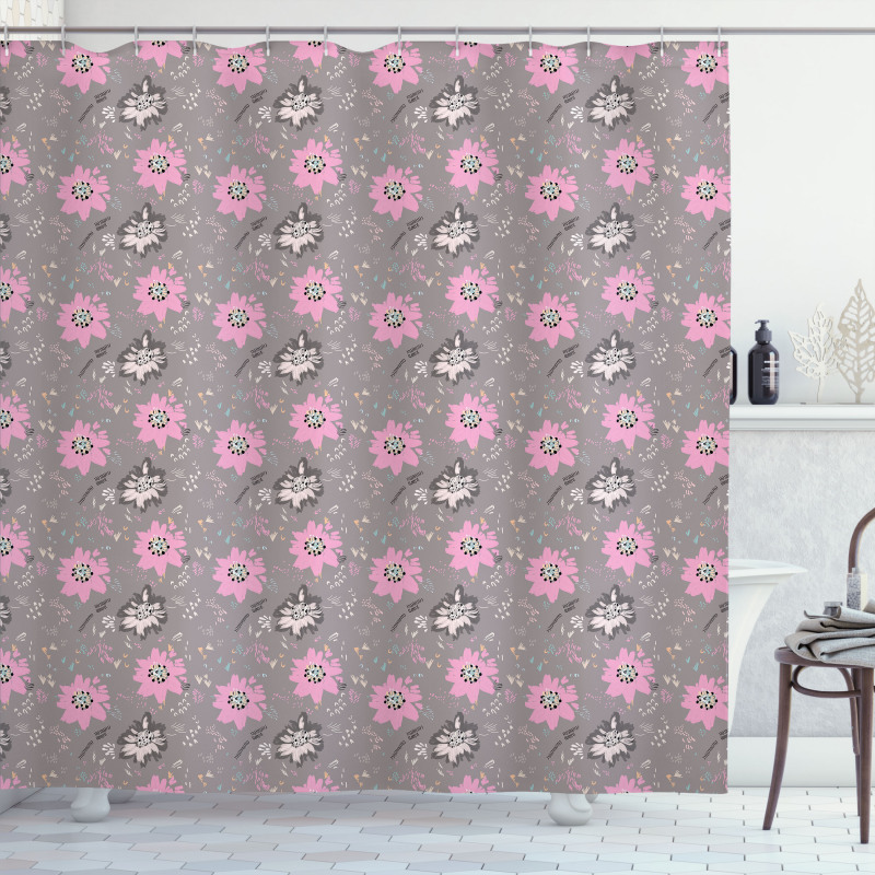 Abstract Blooming Flower Shower Curtain