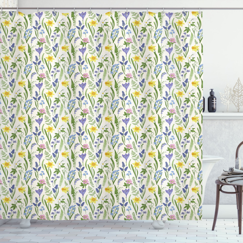 Rural Meadow Garden Flowers Shower Curtain