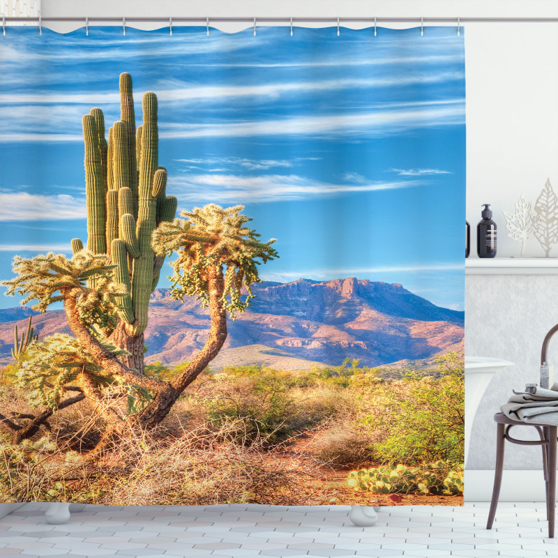 Landscape and Prickle Plant Shower Curtain