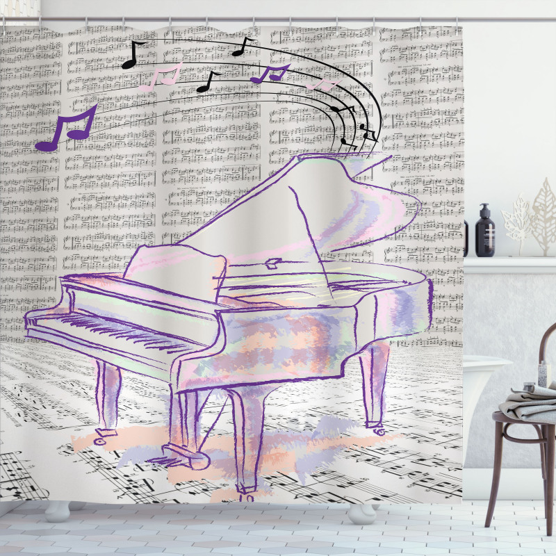 Hand Drawn Doodle Musical Shower Curtain