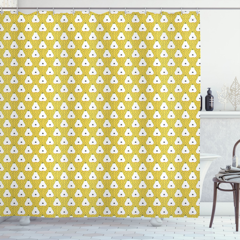 Halved Fruit Motifs with Dots Shower Curtain