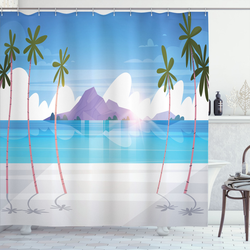 Summer Seaside with Palms Shower Curtain