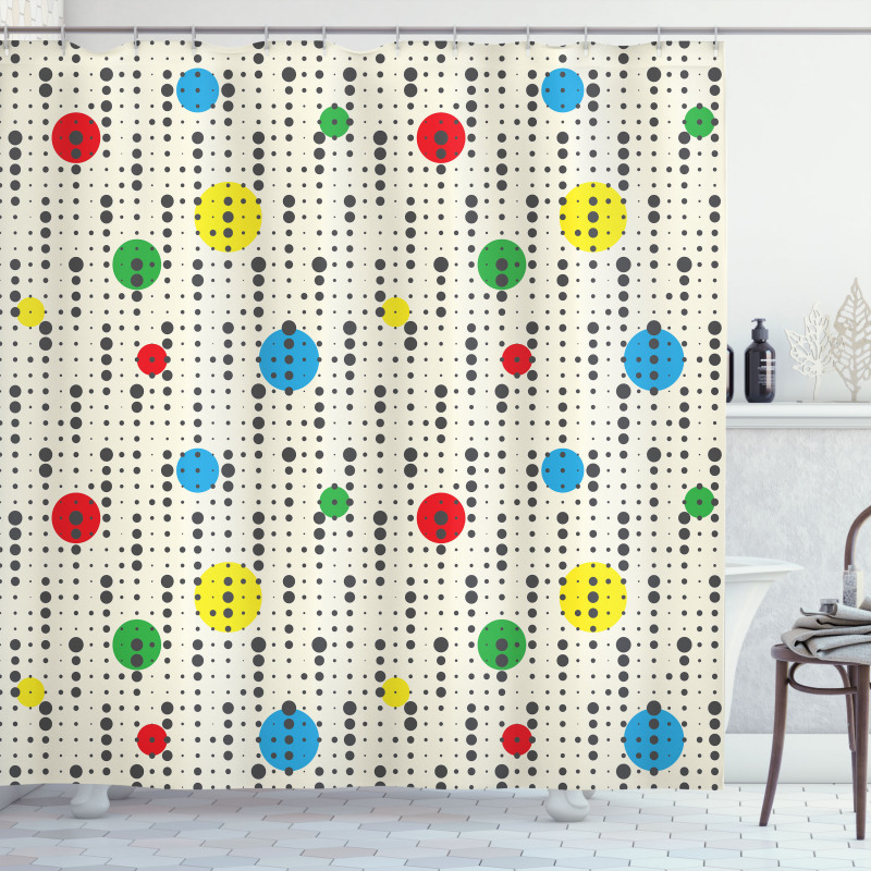Simplistic Colored Dots Shower Curtain