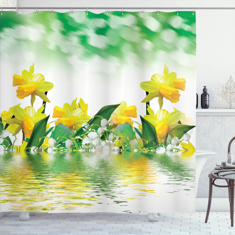 Daffodil Garden Art on Water Shower Curtain