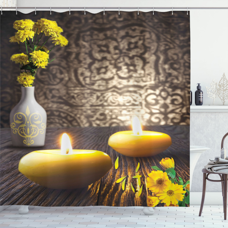 Oriental Meditative Candles Shower Curtain