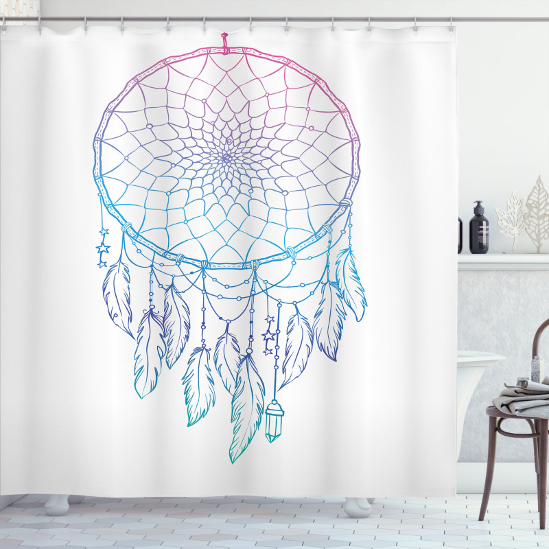 Dreamcatcher Star Feathers Shower Curtain